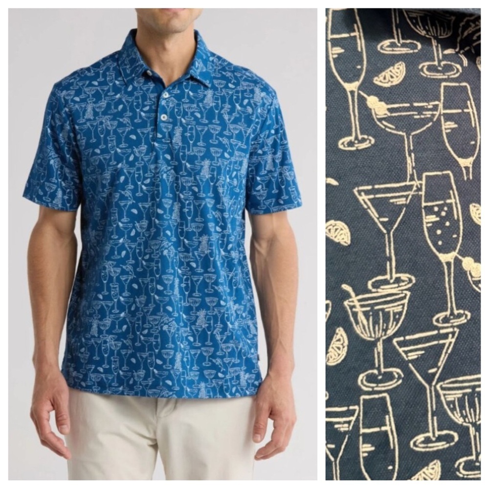 Tommy Bahama Men’s Marlin Cocktails Cotton Blend Polo Size Large 23149